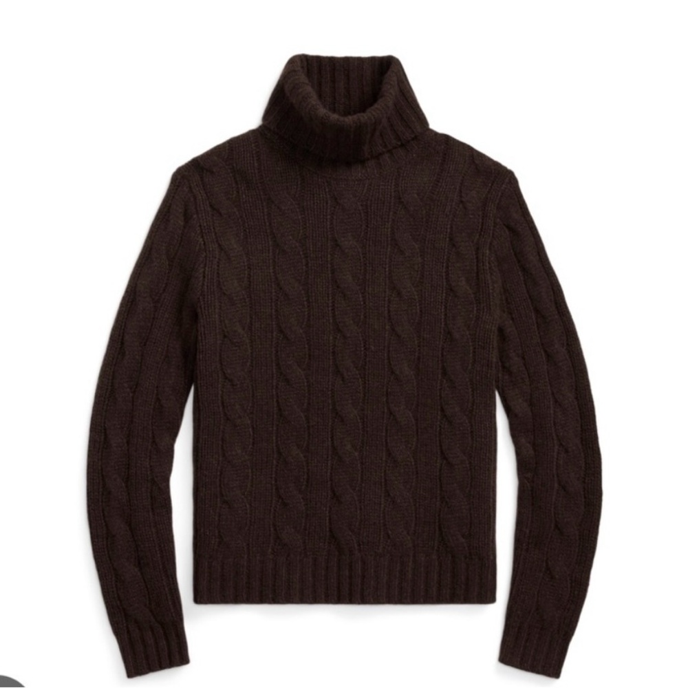 Polo Ralph Lauren Brown Cable Knit Turtleneck Sweater